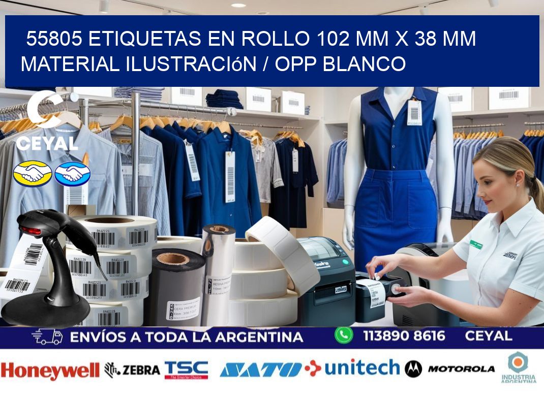 55805 Etiquetas en rollo 102 mm x 38 mm material Ilustración / OPP Blanco