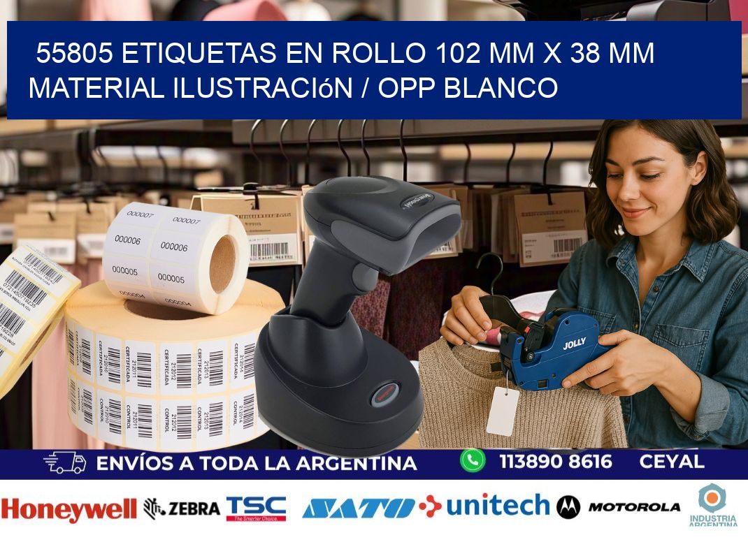 55805 Etiquetas en rollo 102 mm x 38 mm material Ilustración / OPP Blanco
