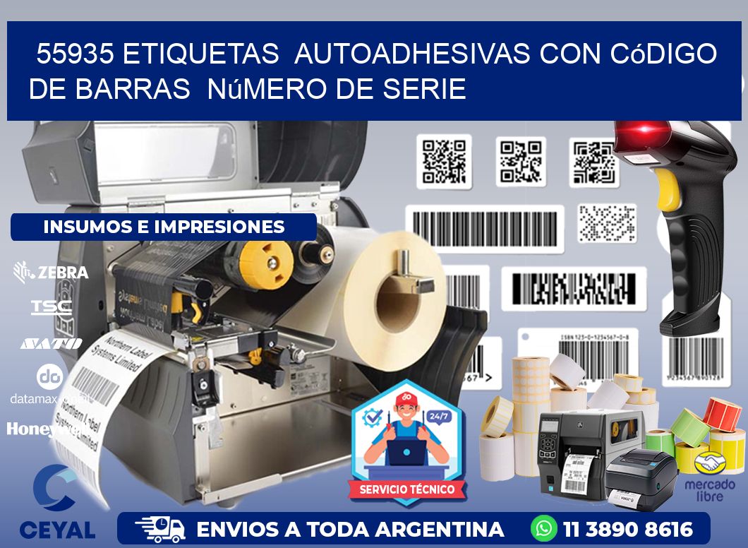 55935 etiquetas  autoadhesivas con código de barras  número de serie