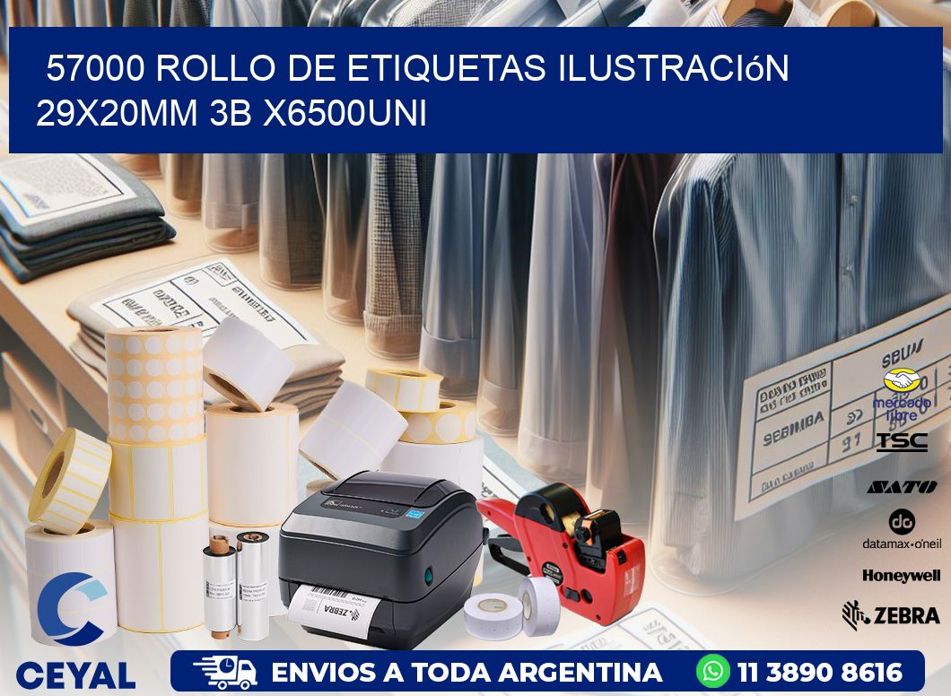 57000 Rollo De Etiquetas Ilustración 29x20mm 3b X6500uni