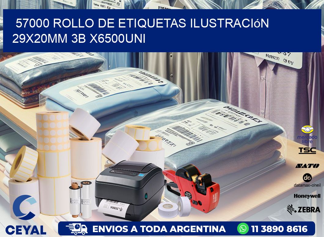 57000 Rollo De Etiquetas Ilustración 29x20mm 3b X6500uni