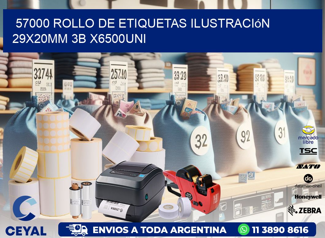 57000 Rollo De Etiquetas Ilustración 29x20mm 3b X6500uni