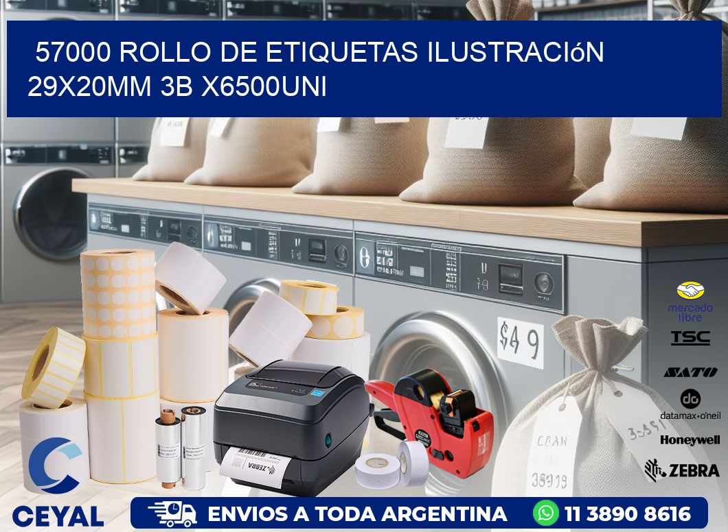 57000 Rollo De Etiquetas Ilustración 29x20mm 3b X6500uni