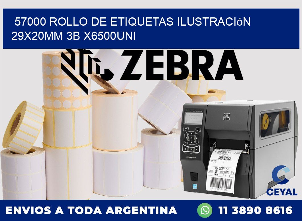 57000 Rollo De Etiquetas Ilustración 29x20mm 3b X6500uni