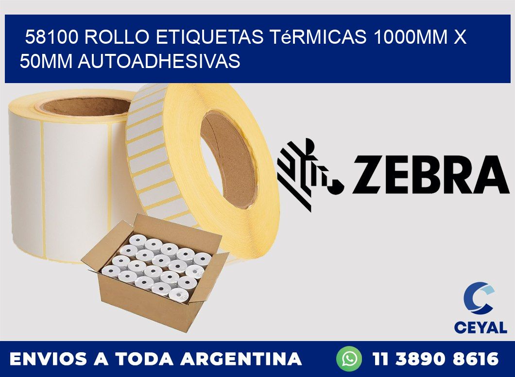 58100 Rollo Etiquetas Térmicas 1000mm X 50mm Autoadhesivas