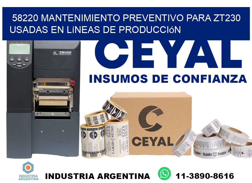 58220 mantenimiento preventivo para zt230 usadas en líneas de producción