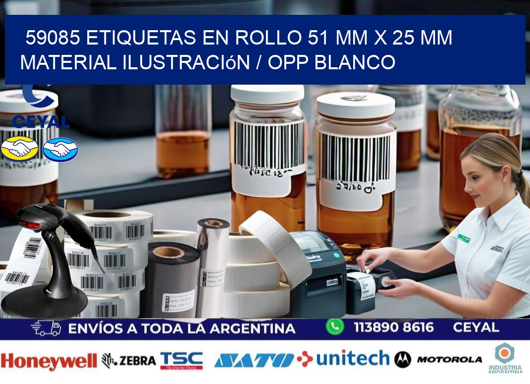59085 Etiquetas en rollo 51 mm x 25 mm material Ilustración / OPP Blanco