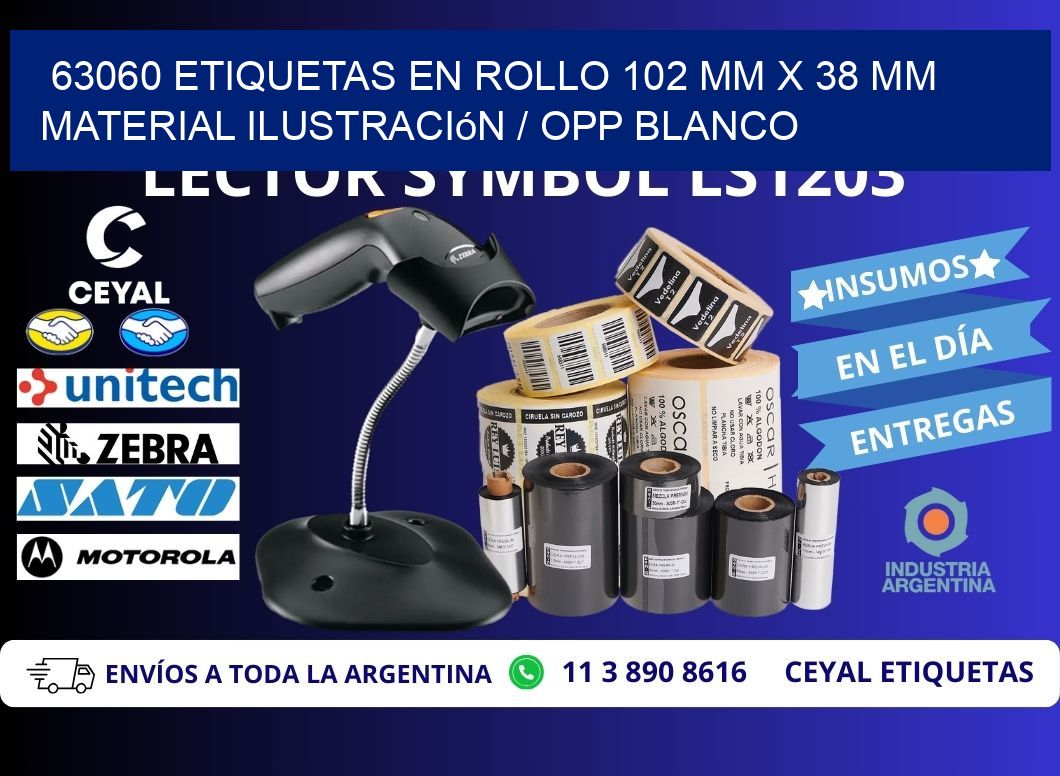 63060 Etiquetas en rollo 102 mm x 38 mm material Ilustración / OPP Blanco