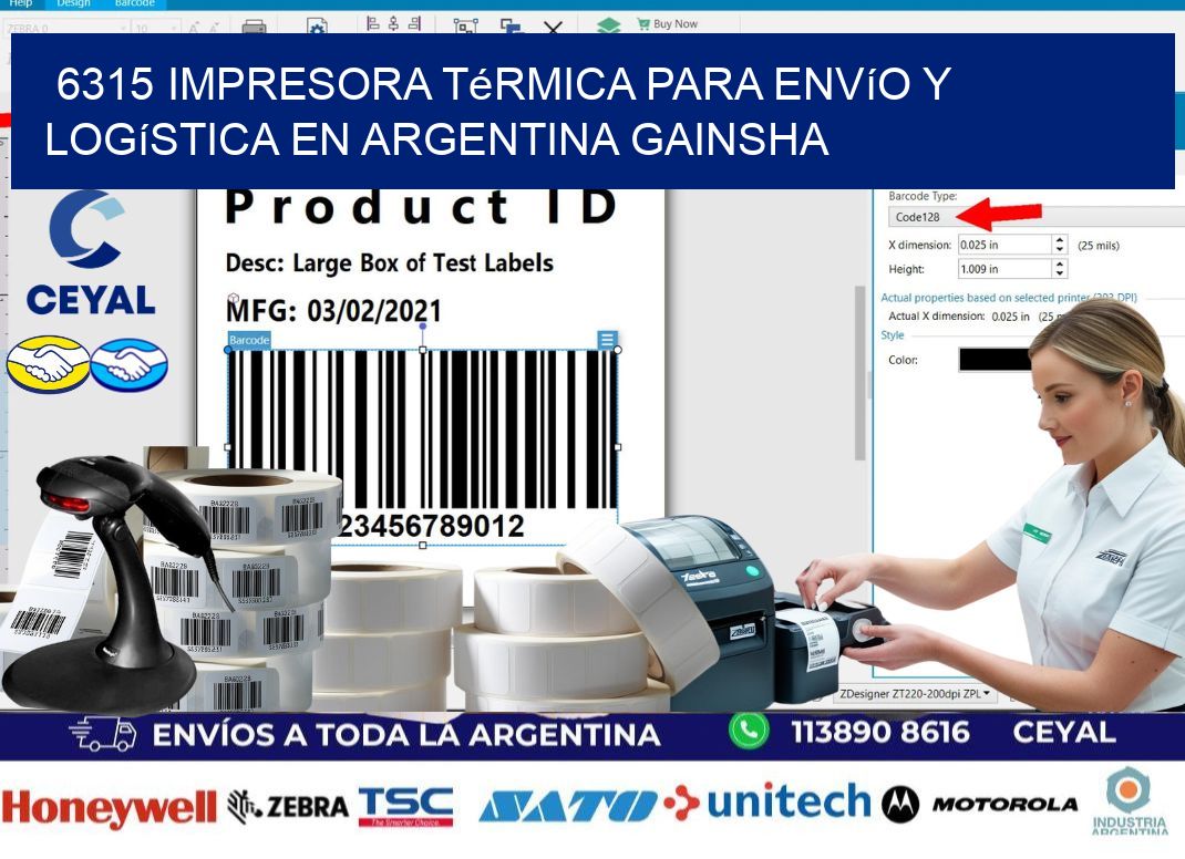 6315 impresora térmica para envío y logística en Argentina GAINSHA