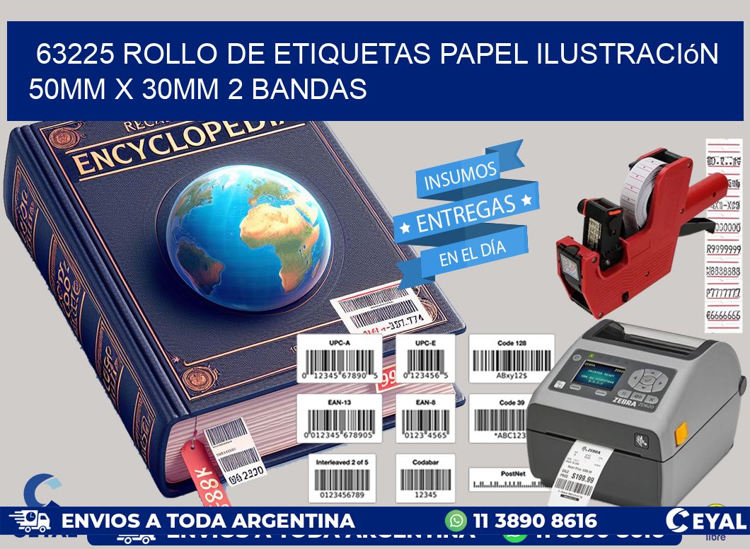 63225 Rollo de Etiquetas Papel Ilustración 50mm x 30mm 2 Bandas