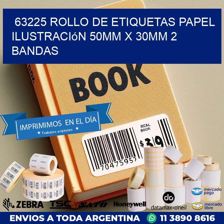 63225 Rollo de Etiquetas Papel Ilustración 50mm x 30mm 2 Bandas