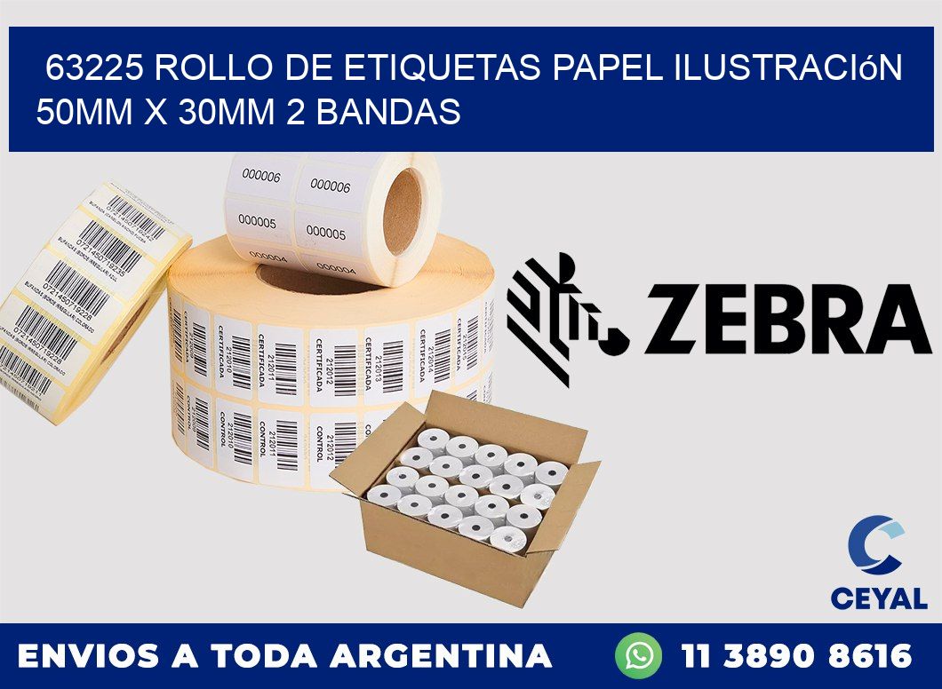 63225 Rollo de Etiquetas Papel Ilustración 50mm x 30mm 2 Bandas
