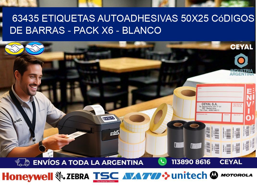 63435 Etiquetas Autoadhesivas 50×25 Códigos De Barras – Pack X6 – Blanco