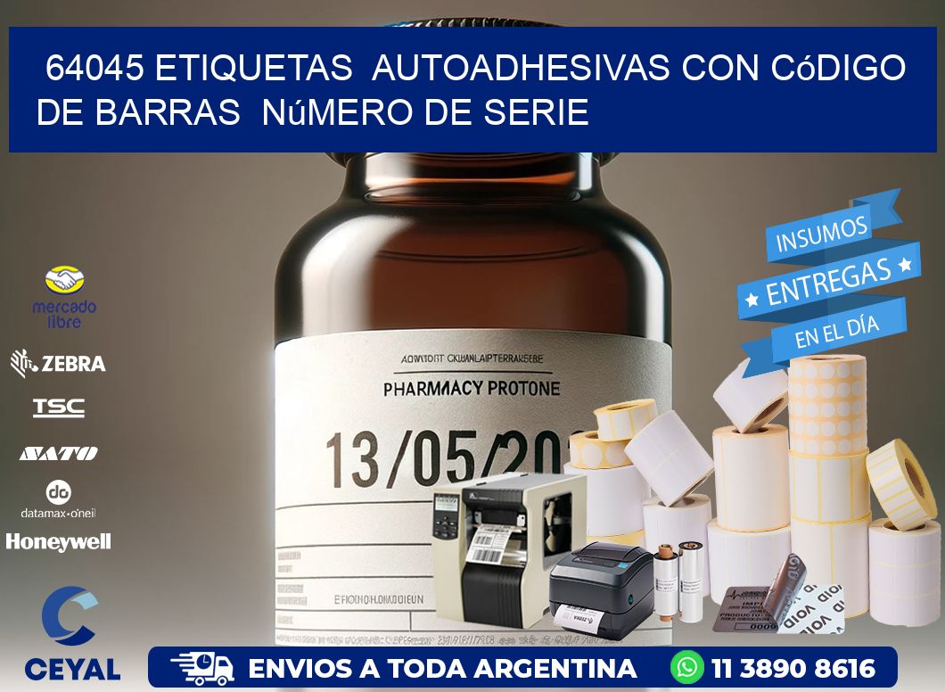 64045 etiquetas  autoadhesivas con código de barras  número de serie