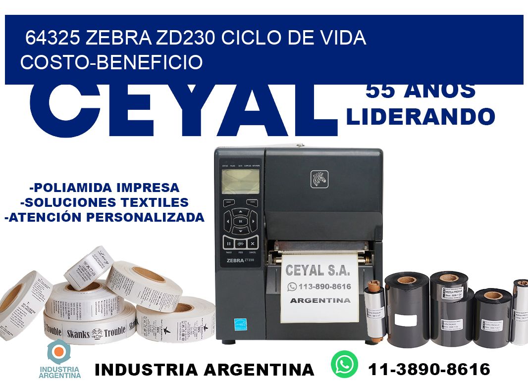 64325 Zebra ZD230 ciclo de vida costo-beneficio