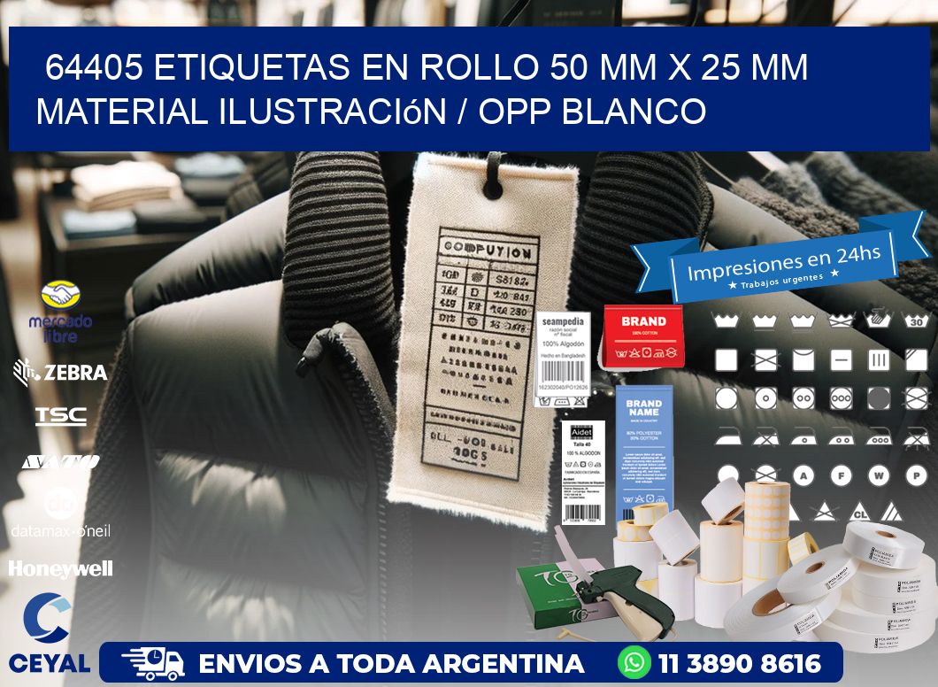 64405 Etiquetas en rollo 50 mm x 25 mm material Ilustración / OPP Blanco