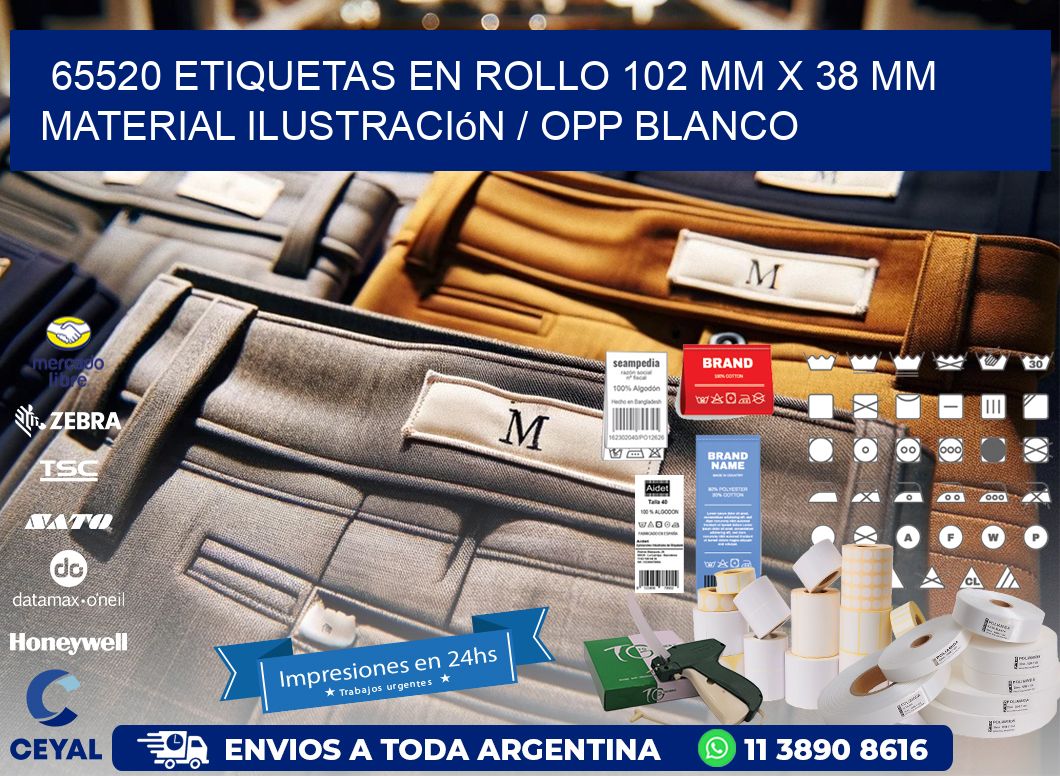 65520 Etiquetas en rollo 102 mm x 38 mm material Ilustración / OPP Blanco