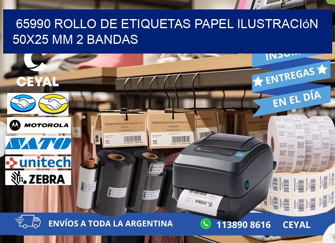 65990 Rollo de Etiquetas Papel Ilustración 50x25 Mm 2 Bandas