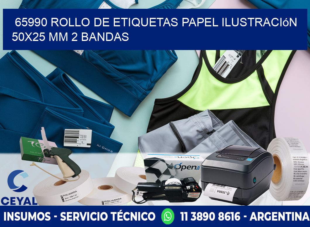 65990 Rollo de Etiquetas Papel Ilustración 50x25 Mm 2 Bandas