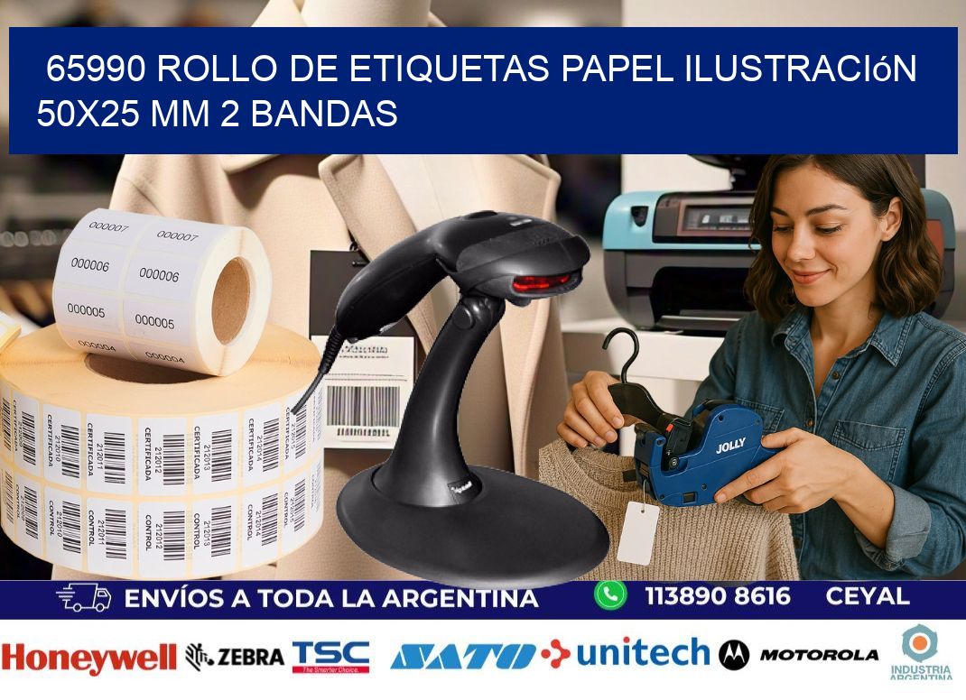 65990 Rollo de Etiquetas Papel Ilustración 50x25 Mm 2 Bandas