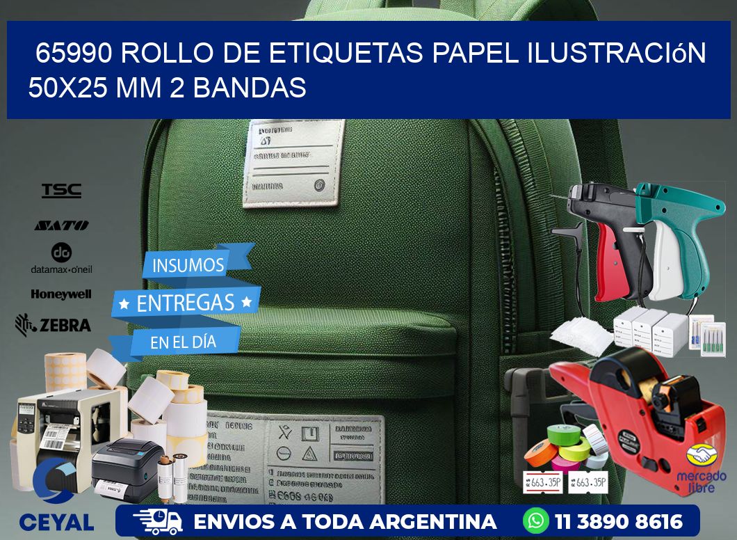 65990 Rollo de Etiquetas Papel Ilustración 50×25 Mm 2 Bandas