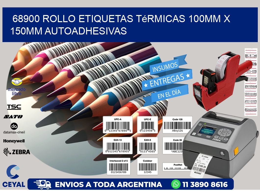68900 Rollo Etiquetas Térmicas 100mm X 150mm Autoadhesivas