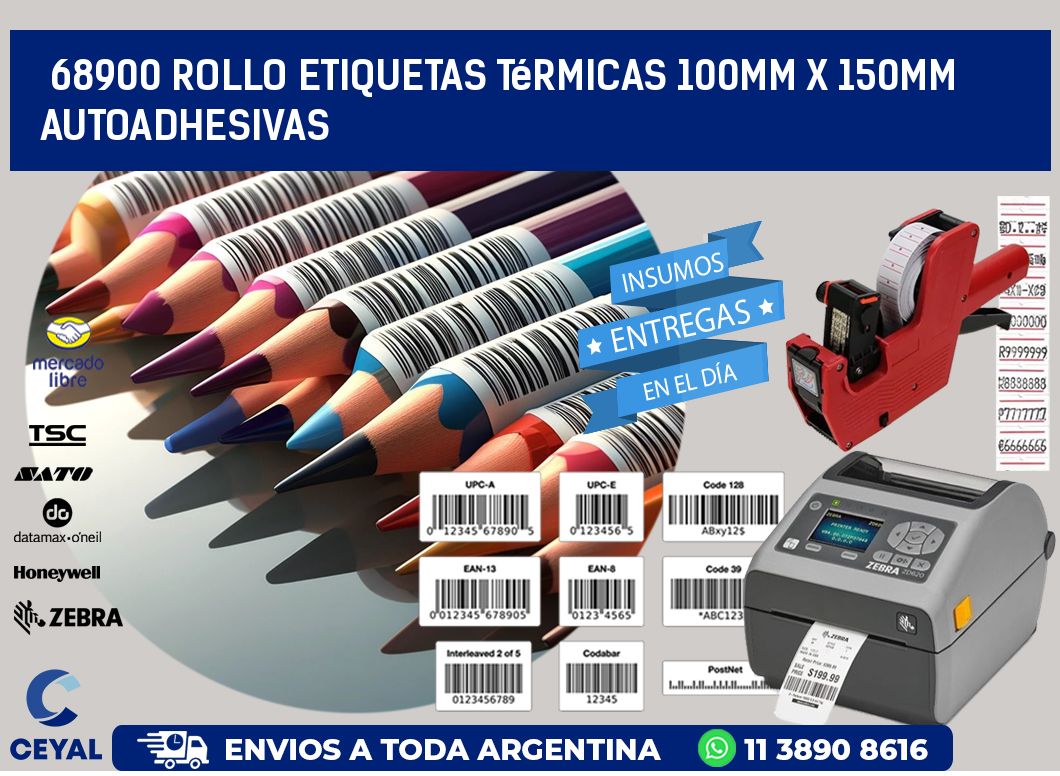 68900 Rollo Etiquetas Térmicas 100mm X 150mm Autoadhesivas