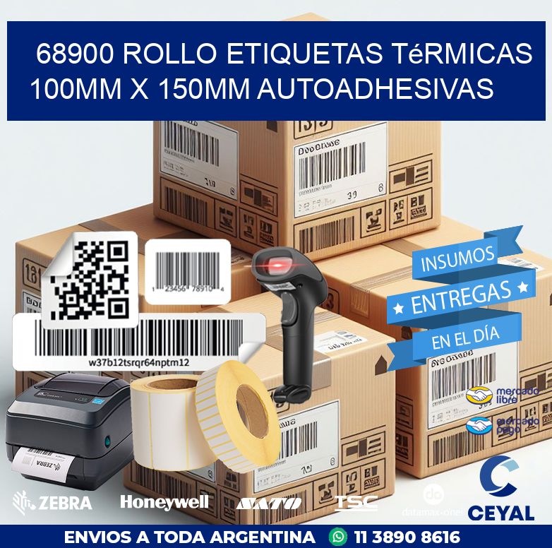 68900 Rollo Etiquetas Térmicas 100mm X 150mm Autoadhesivas