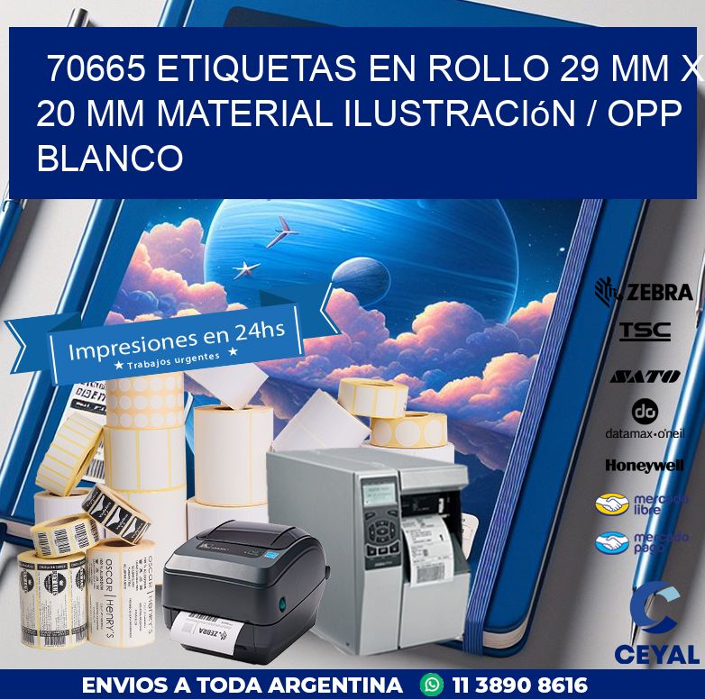 70665 Etiquetas en rollo 29 mm x 20 mm material Ilustración / OPP Blanco