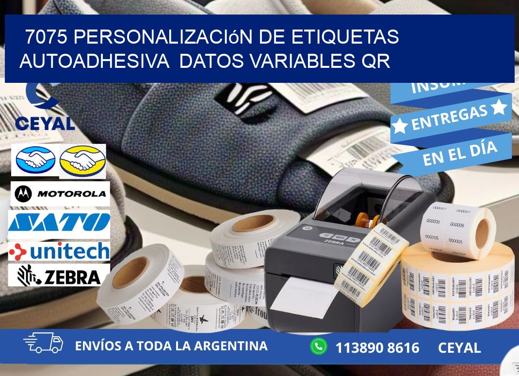 7075 Personalización de etiquetas autoadhesiva  datos variables QR