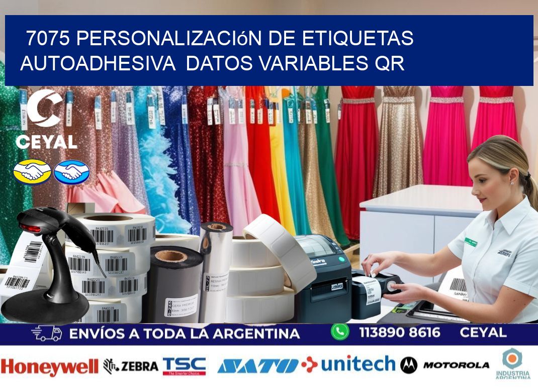 7075 Personalización de etiquetas autoadhesiva  datos variables QR