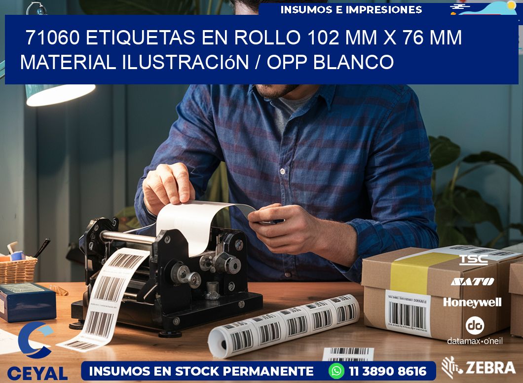 71060 Etiquetas en rollo 102 mm x 76 mm material Ilustración / OPP Blanco