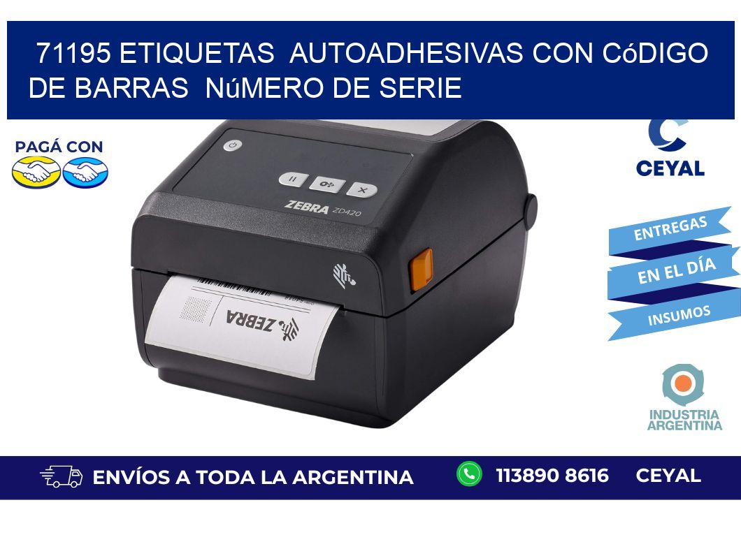 71195 etiquetas  autoadhesivas con código de barras  número de serie