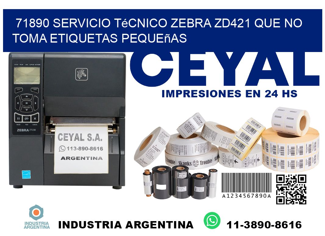 71890 servicio técnico zebra zd421 que no toma etiquetas pequeñas