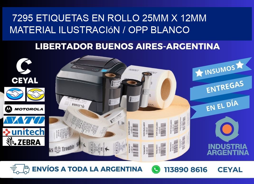 7295 Etiquetas en rollo 25mm x 12mm material Ilustración / OPP Blanco