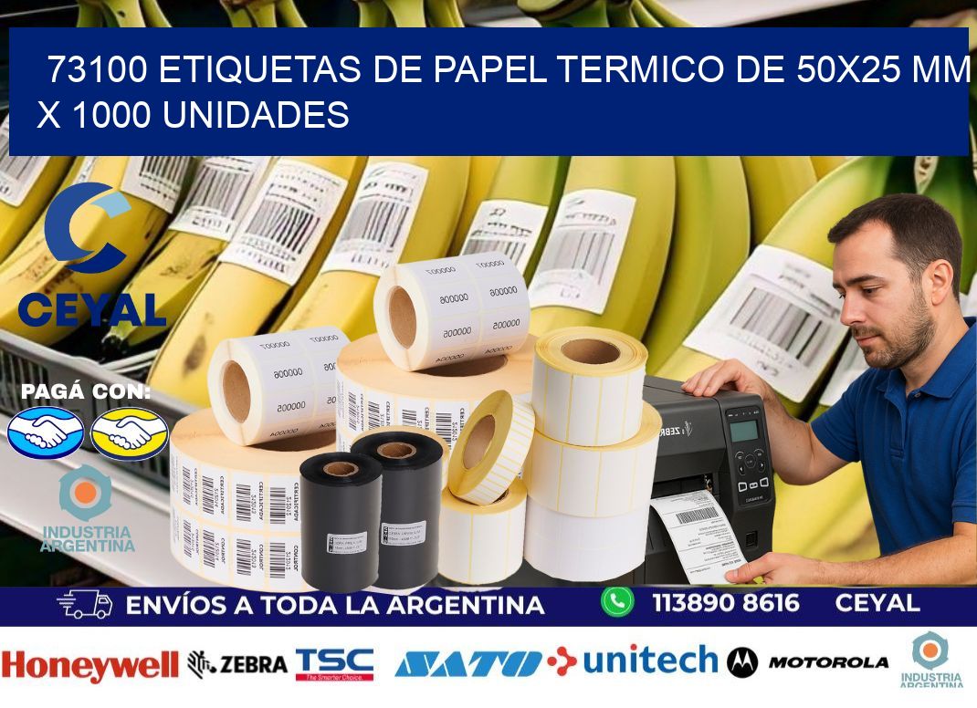73100 Etiquetas De Papel Termico De 50x25 Mm X 1000 Unidades