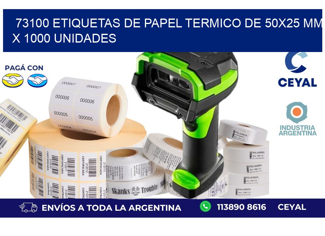 73100 Etiquetas De Papel Termico De 50x25 Mm X 1000 Unidades