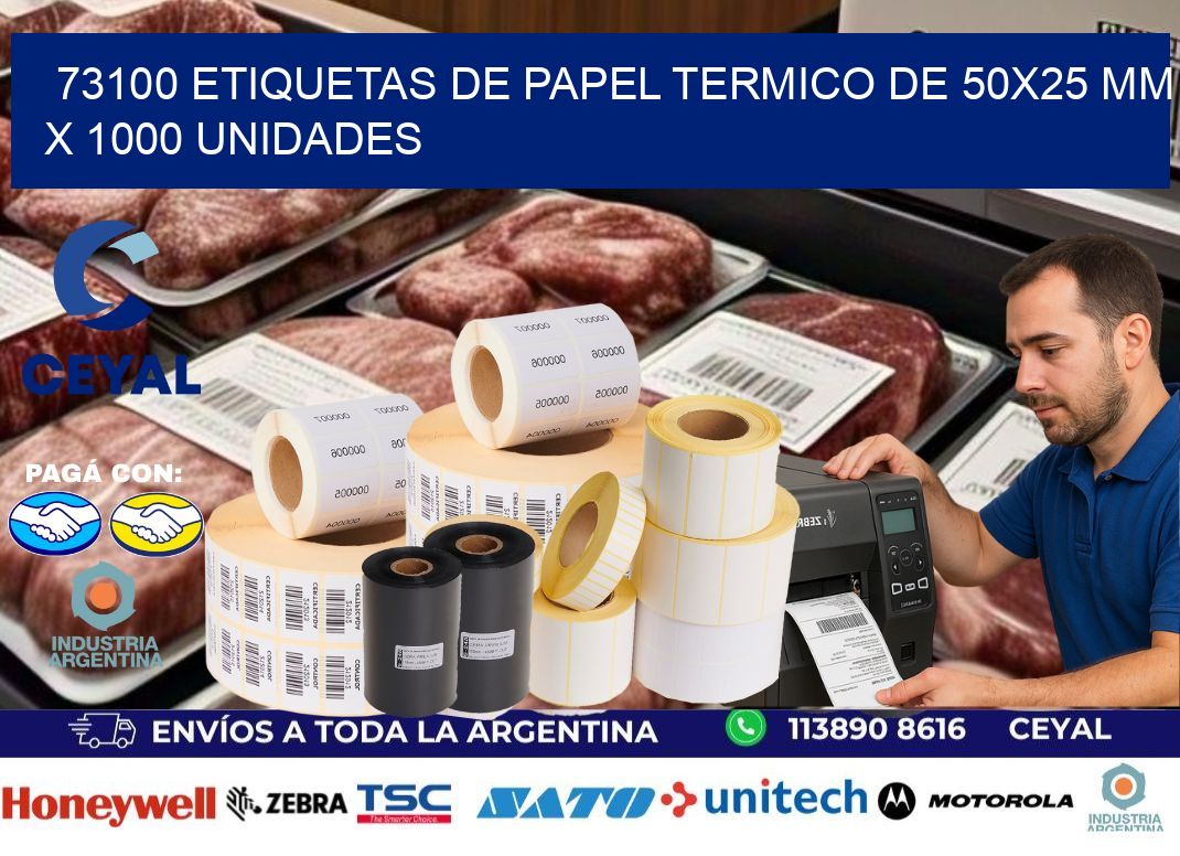 73100 Etiquetas De Papel Termico De 50×25 Mm X 1000 Unidades