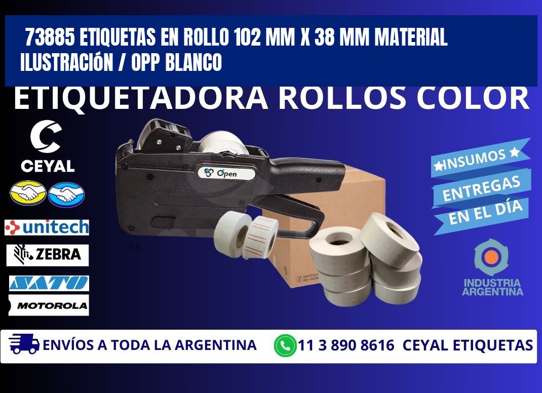 73885 Etiquetas en rollo 102 mm x 38 mm material Ilustración / OPP Blanco