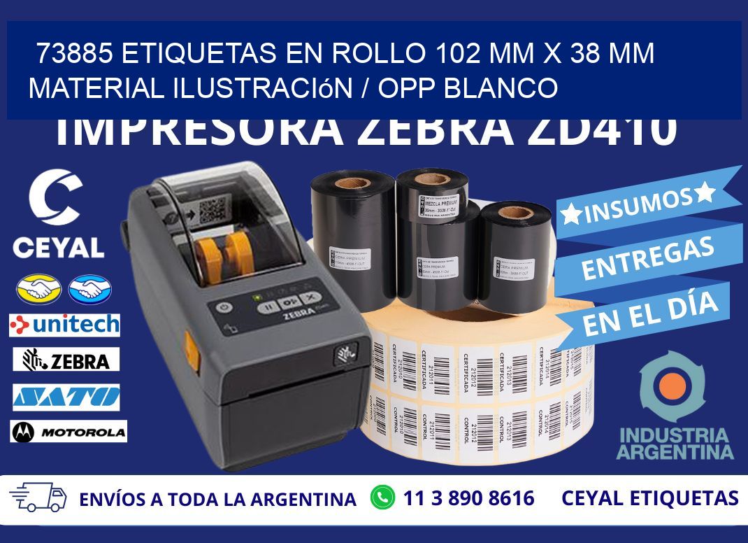 73885 Etiquetas en rollo 102 mm x 38 mm material Ilustración / OPP Blanco