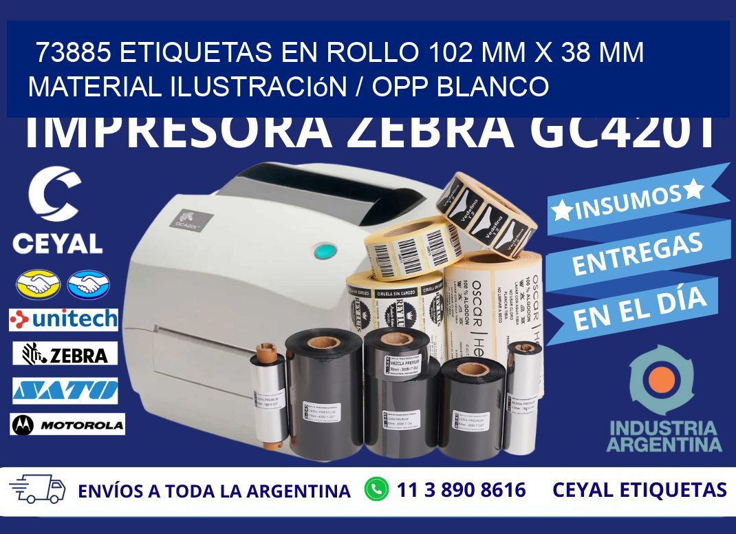 73885 Etiquetas en rollo 102 mm x 38 mm material Ilustración / OPP Blanco