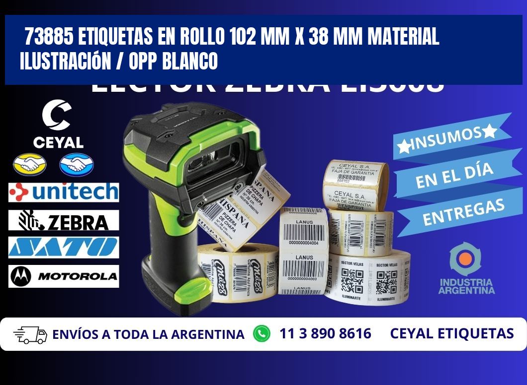 73885 Etiquetas en rollo 102 mm x 38 mm material Ilustración / OPP Blanco