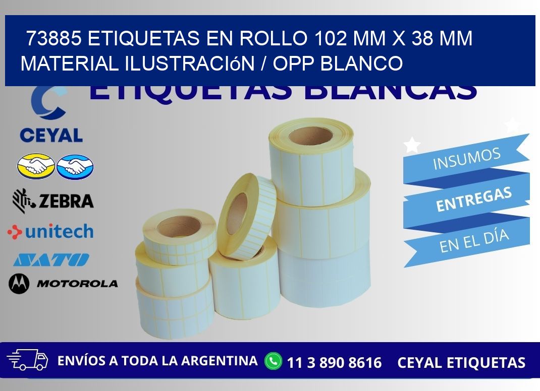 73885 Etiquetas en rollo 102 mm x 38 mm material Ilustración / OPP Blanco