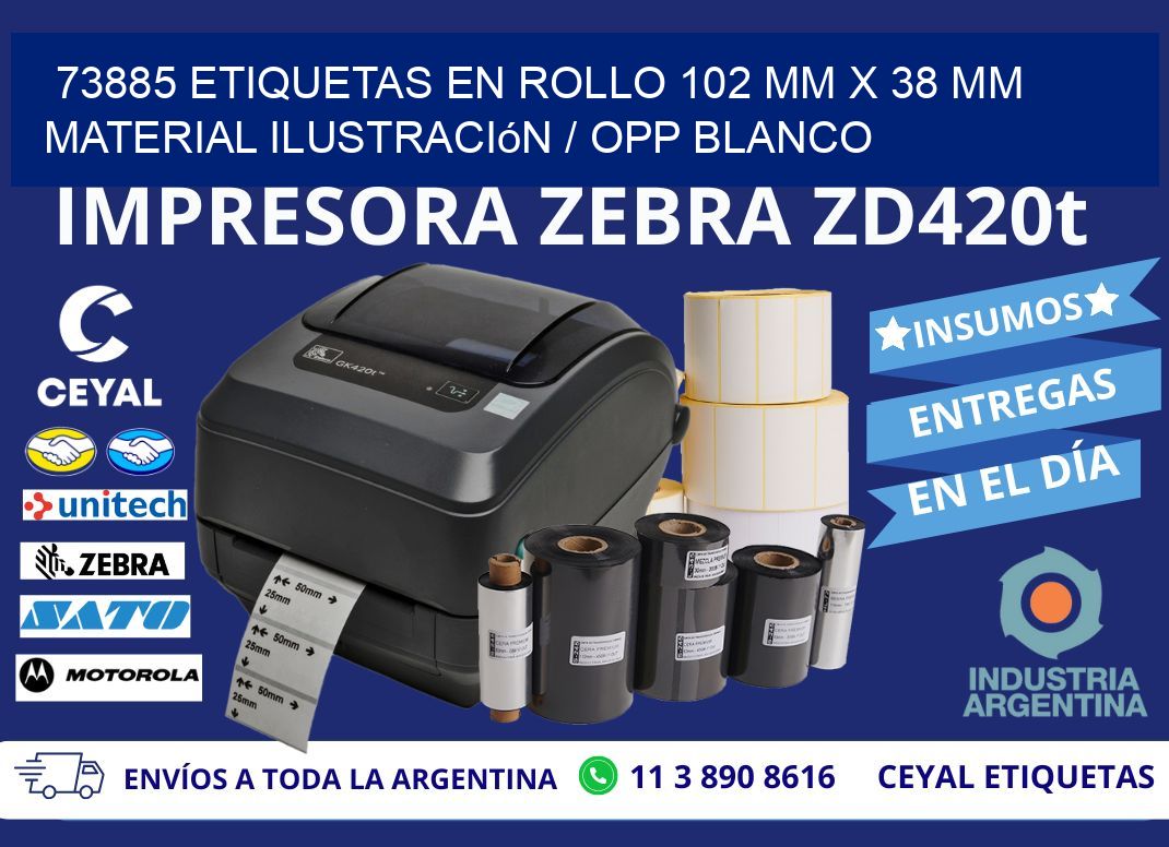 73885 Etiquetas en rollo 102 mm x 38 mm material Ilustración / OPP Blanco