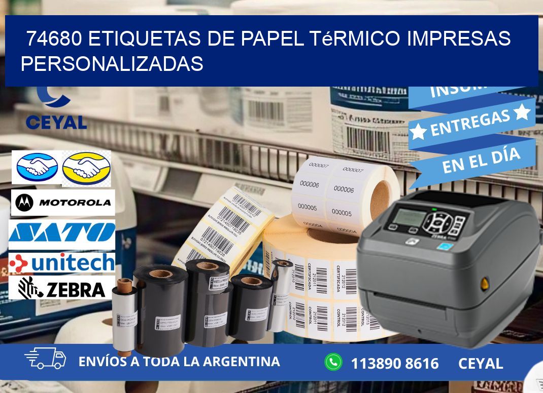 74680 Etiquetas de papel térmico impresas personalizadas