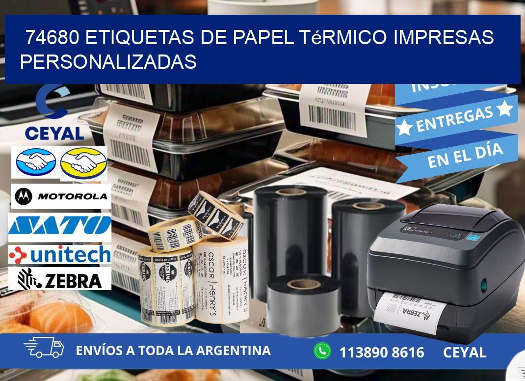 74680 Etiquetas de papel térmico impresas personalizadas