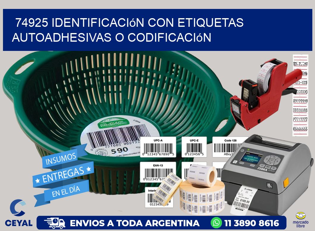 74925 identificación con etiquetas autoadhesivas o codificación