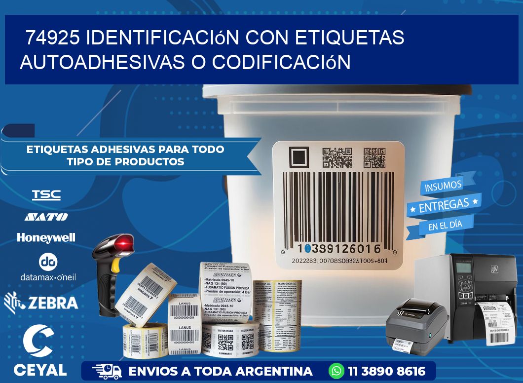 74925 identificación con etiquetas autoadhesivas o codificación