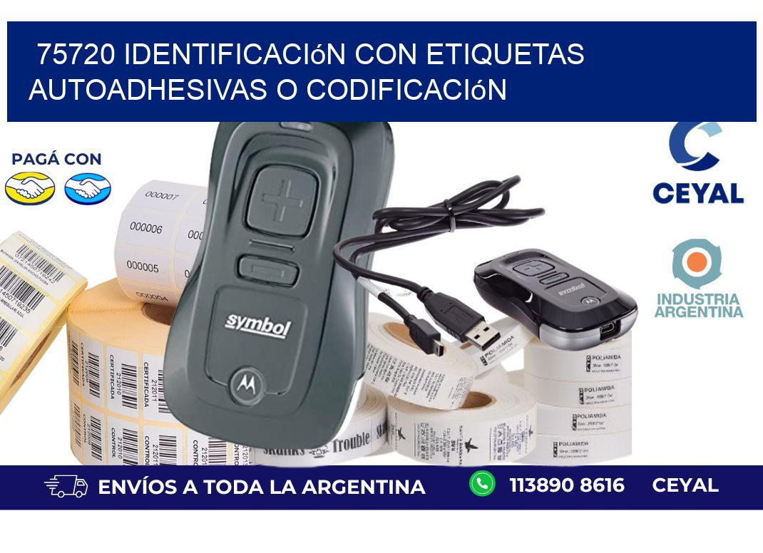 75720 identificación con etiquetas autoadhesivas o codificación