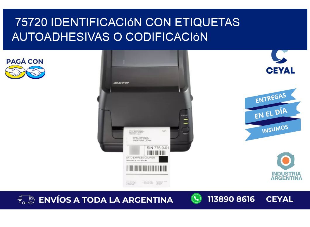 75720 identificación con etiquetas autoadhesivas o codificación